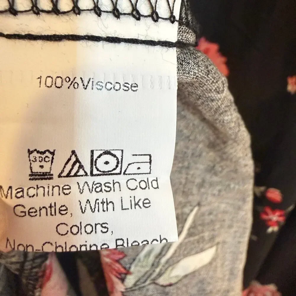 Rusttydustty Floral Boho Maxi Dress‎ Black Button Front XL Cottagecore Romantic - Picture 8 of 11